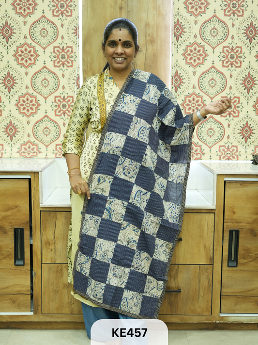 APPLIQUE AJARKH COTTON STOLES - VEGTABLE PRINT