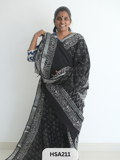 LENIN COTTON HANDBLOCK PRINTED SAREE