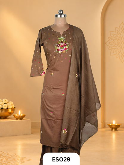 Premium Handloom cotton Embroidery 3 Pcs salwar set