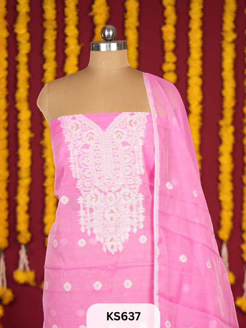 HANDLOOM LINEN JAMDHANI SALWAR | 2 PCS SUIT
