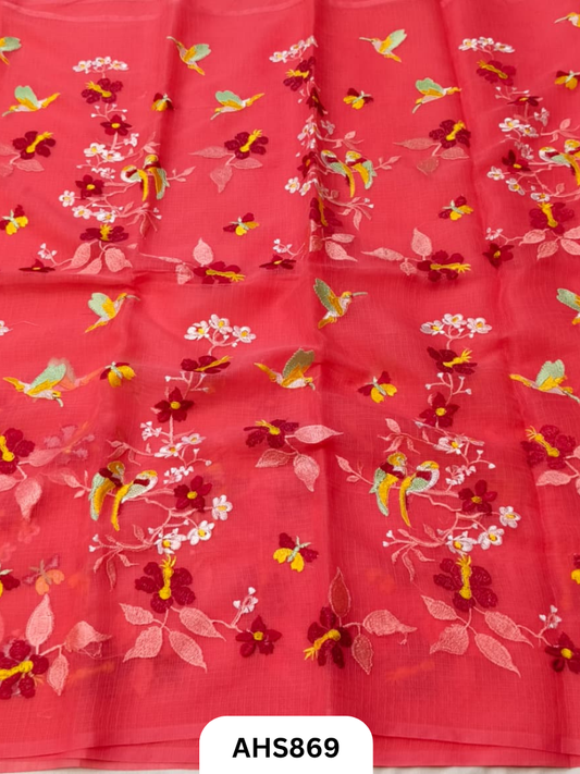 Cotton Kota Embroidery Work Saree