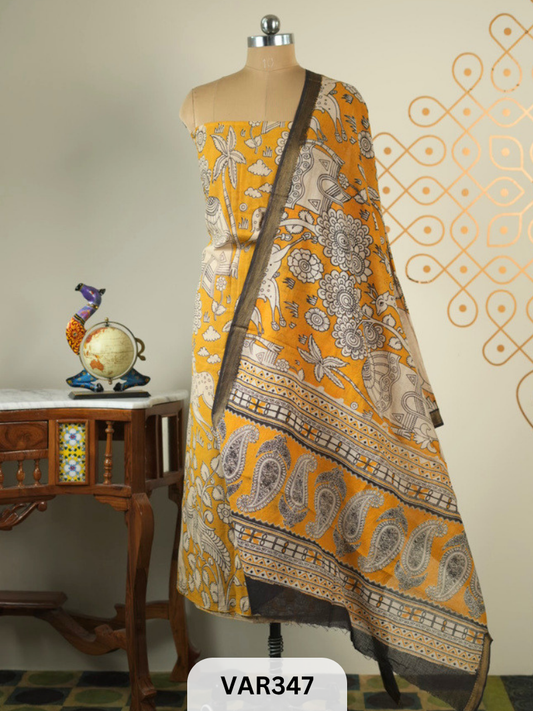 KALAMKARI COTTON-2 PCS-TOP & DUPPATA