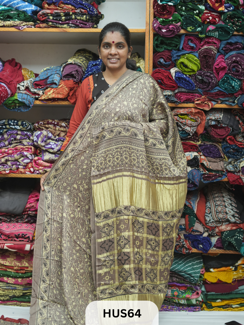 VISCOSE AJRAKH WITH GHARCHOLA PALLU