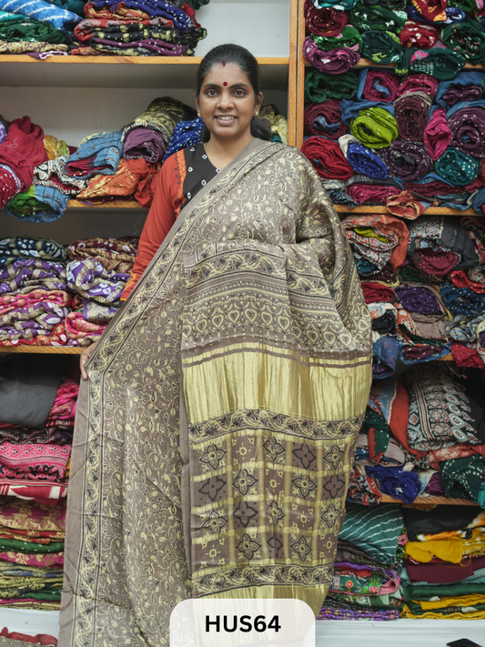 VISCOSE AJRAKH WITH GHARCHOLA PALLU
