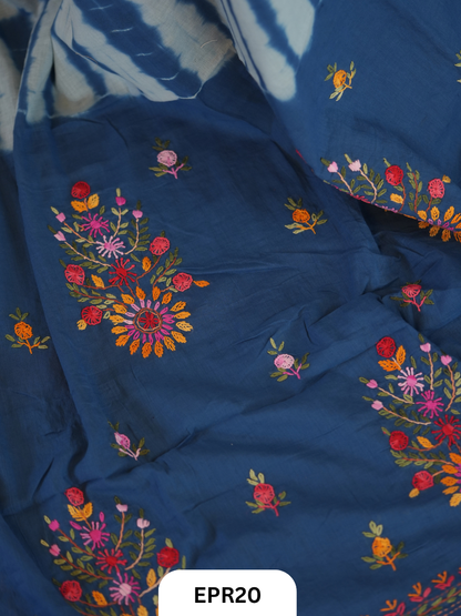 Mul Cotton Tie & Die With Bullion Stitch Saree