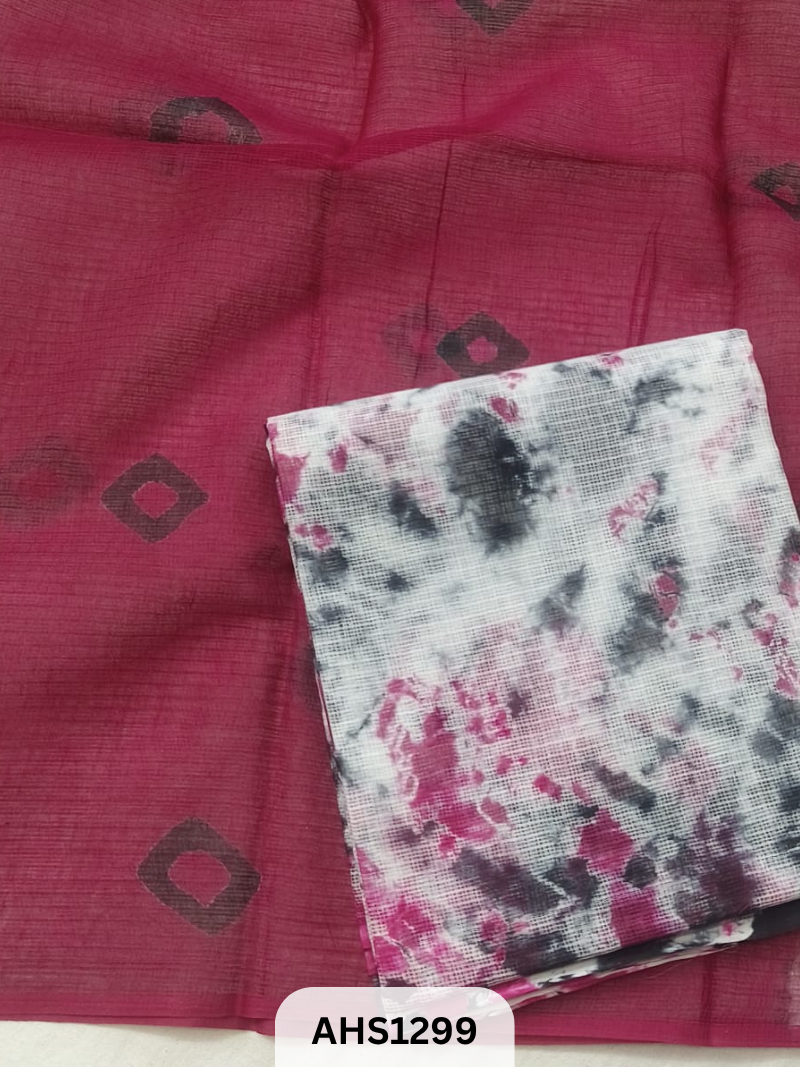 Pure Kota Cotton Shibori Print Dress Material Top & Dupatta 2.5mtr