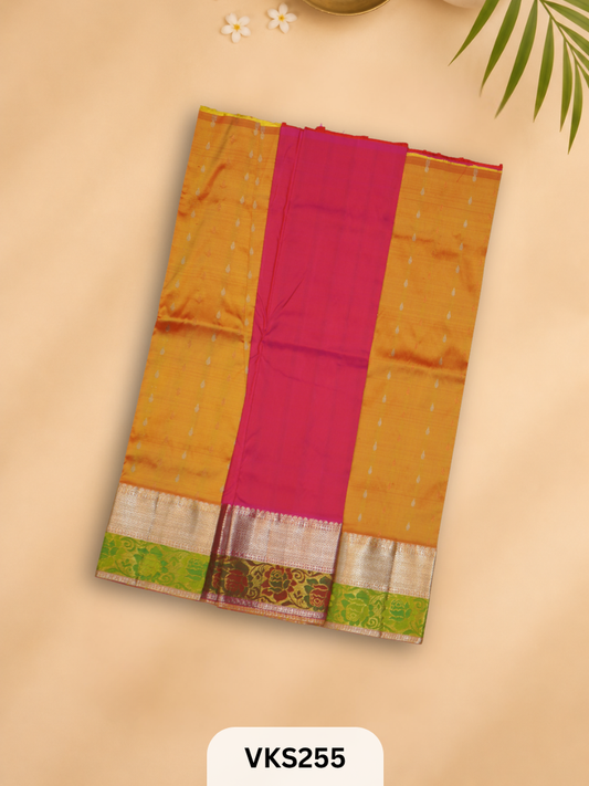 PURE KANCHIPURAM PATTU PAVADAI SET 1 - 2 YEAR