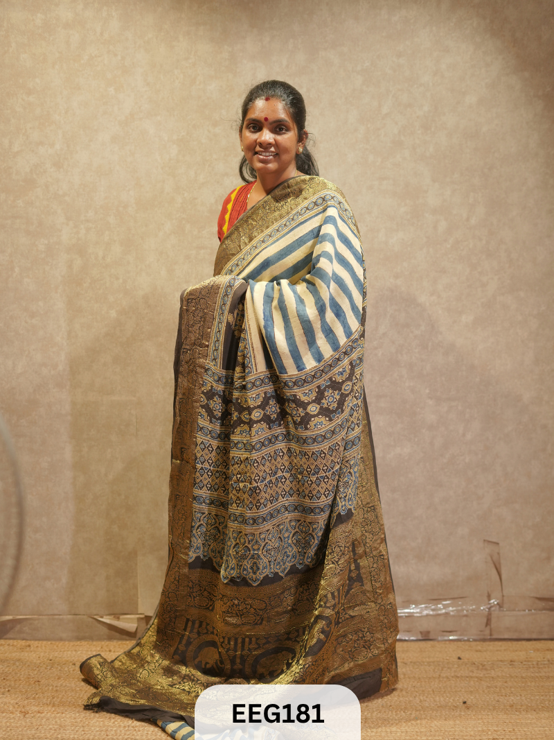 AJRAKH DOLA SILK SAREE