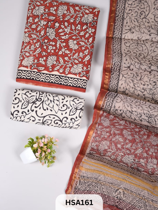 COTTON SUIT WITH KOTA DUPATTA - 3 PCS SET