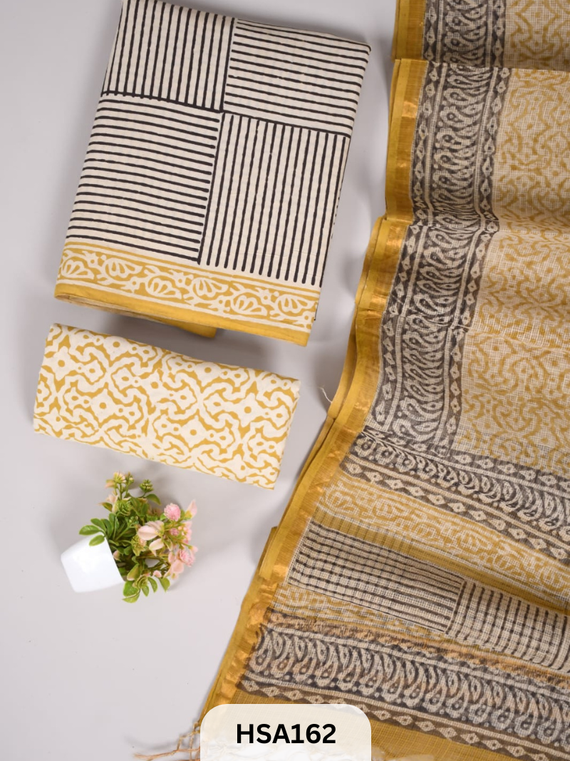 COTTON SUIT WITH KOTA DUPATTA - 3 PCS SET