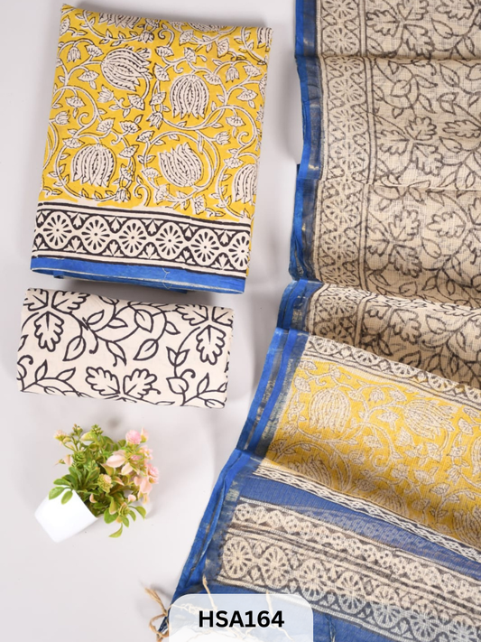 COTTON SUIT WITH KOTA DUPATTA - 3 PCS SET