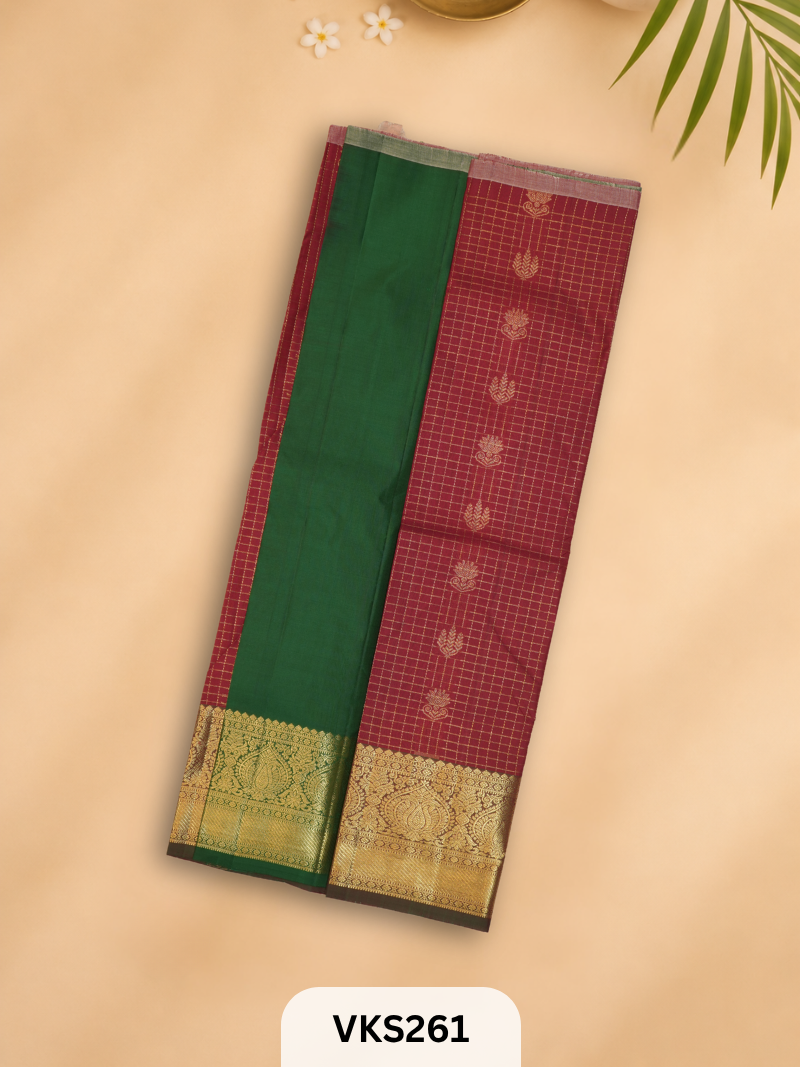PURE KANCHIPURAM PATTU PAVADAI SET 3 - 5 YEAR