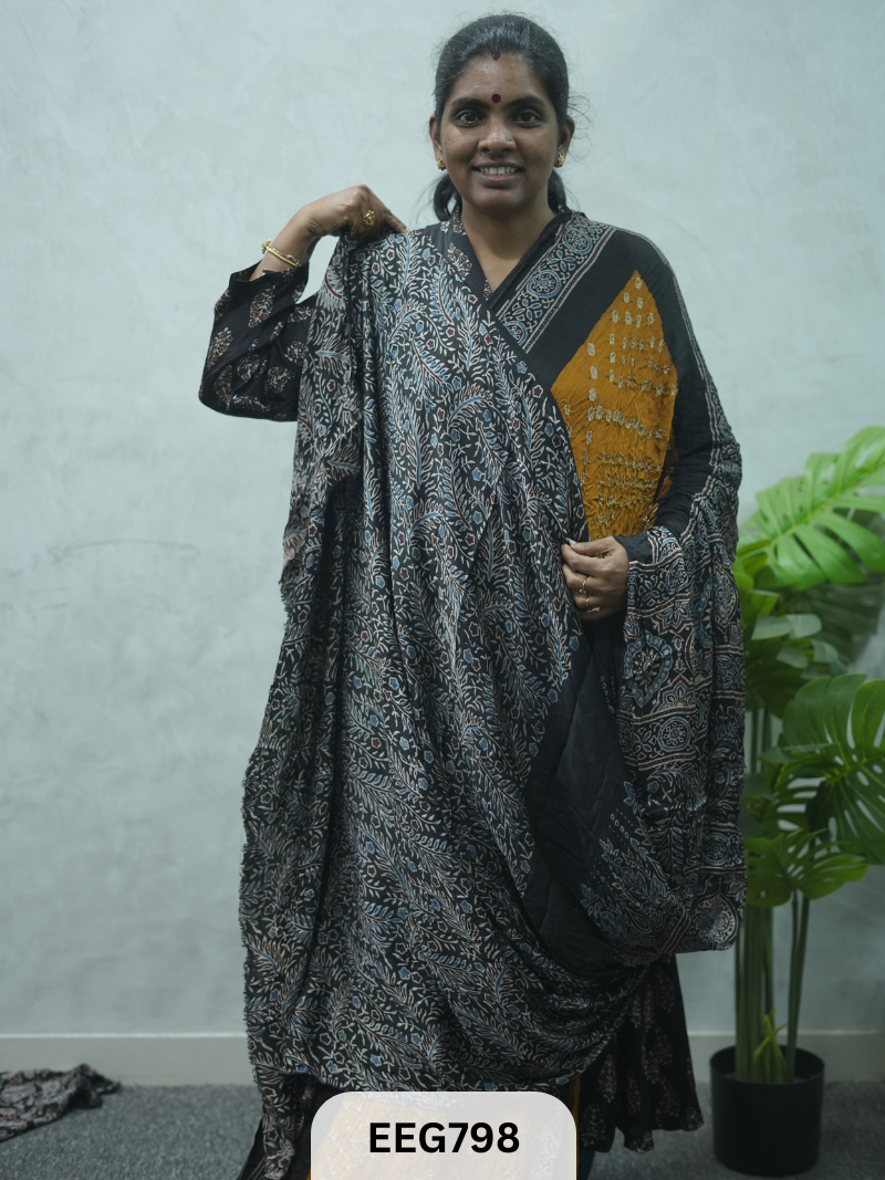 MODAL AJRAKH BANDHEJ SAREE