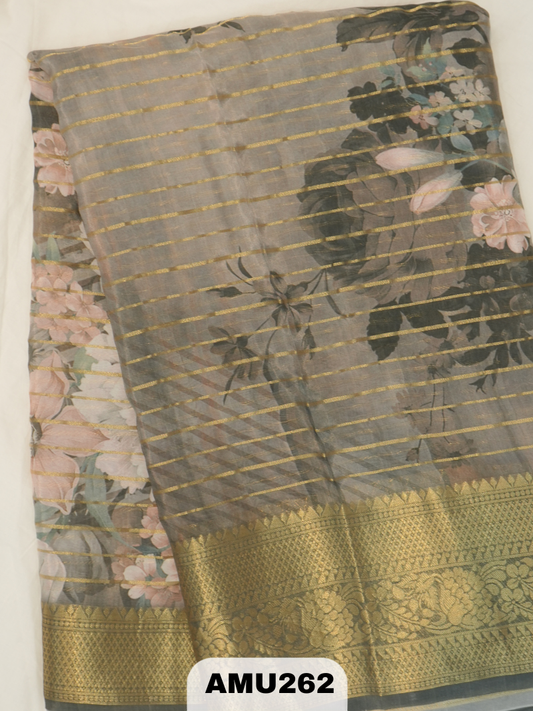 BANARAS RUSSIAN SILK SAREE WITH PRINTED