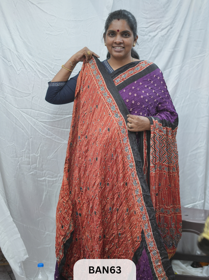 BANDHANI WITH AJRAKH SEMI GAJI SAREE