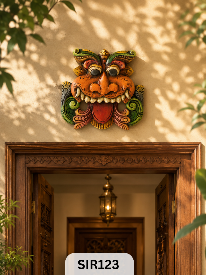 Kirtimukha (drishti bommai) – Artisan Crafted Wooden Entrance Decor