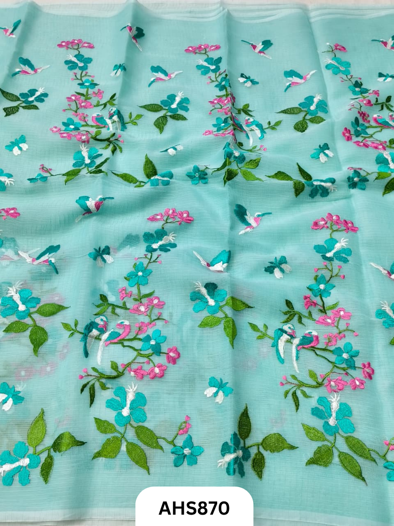 Cotton Kota Embroidery Work Saree