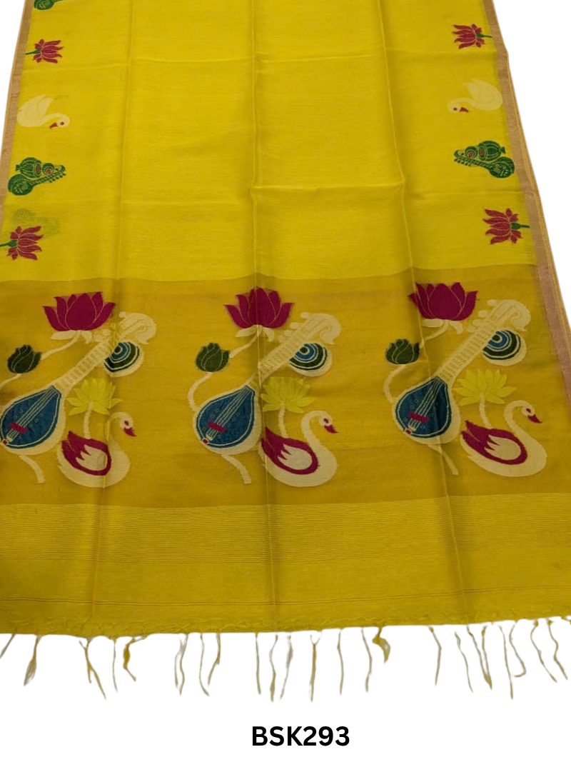 Handloom Pure Linen Silk Jamdhani Weave Saree