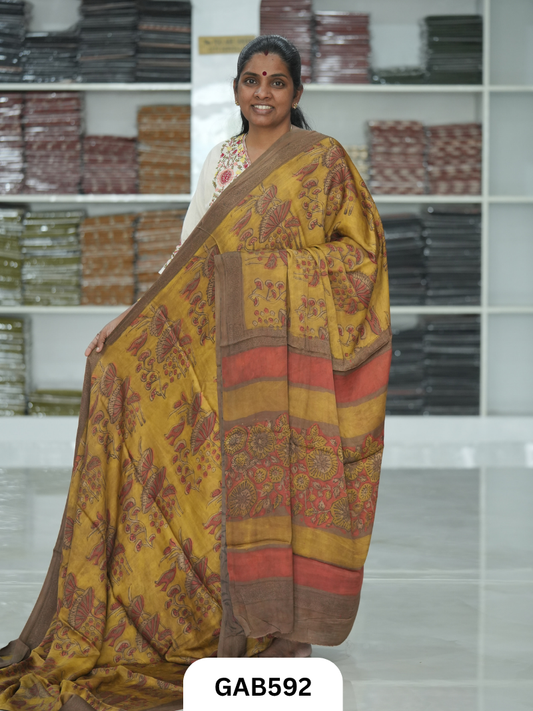 Nashpal & Pomegranate Peel Printed Modal Silk Sarees with blouse
