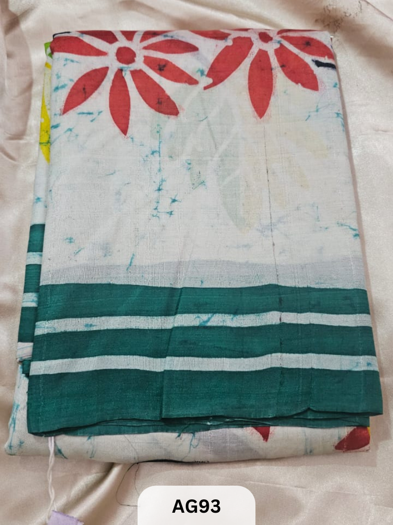 MURSHIDABAD HAND BATIK PAINTED SILK SAREE