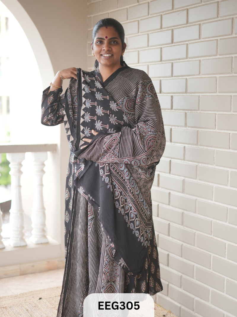 AJRAKH CHINON SAREE