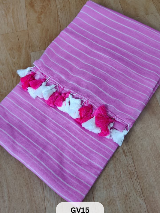 SOFT BENGAL MALMAL SAREE | HANDMADE TASSELS