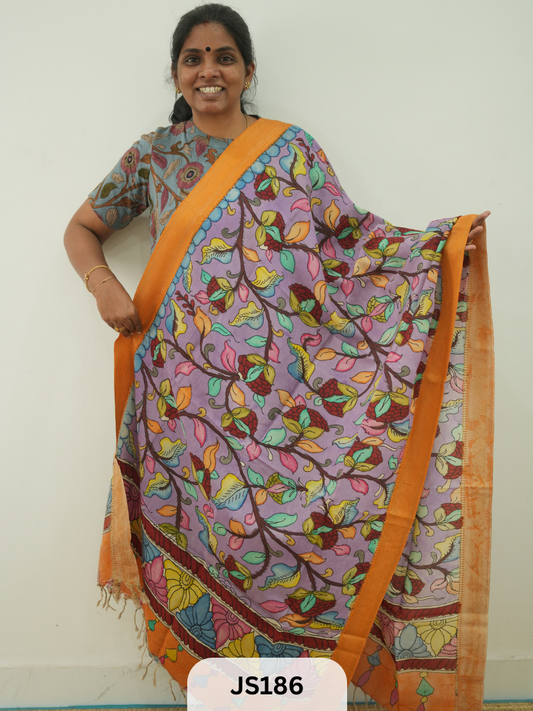 PEN KALAMKARI CHENNURI SILK DUPATTA