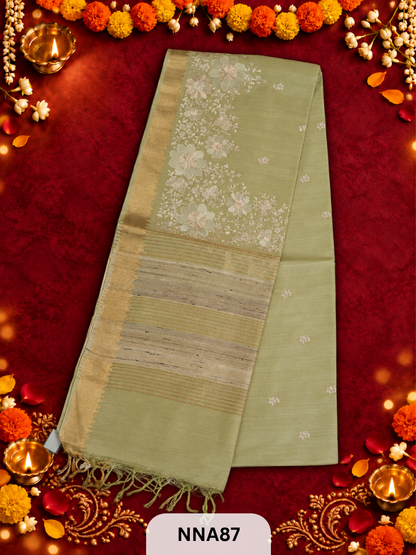 Pure Tussar Silk With Pitta Work - Metallic Theards