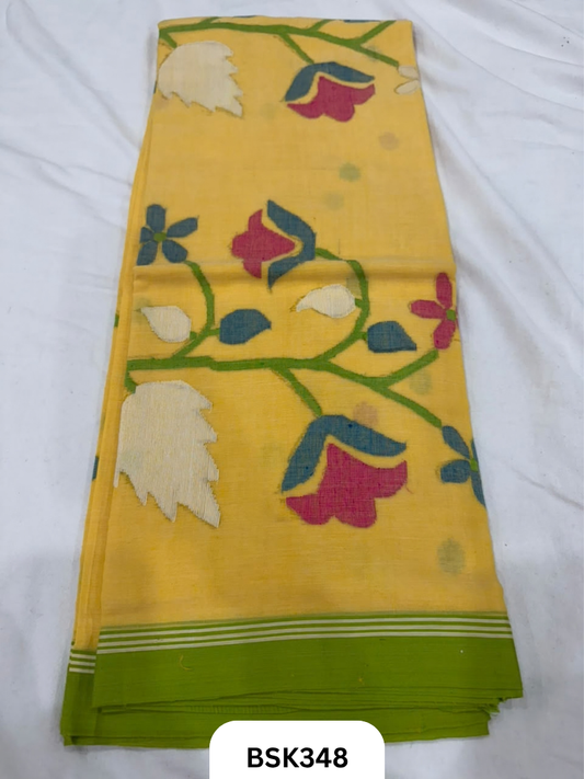 Handloom Pure Mul Cotton With Jamdhani Weave Saree