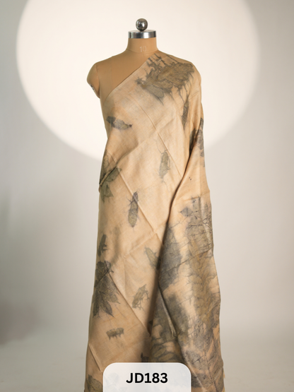 PURE RAW SILK SAREE | ECO PRINT