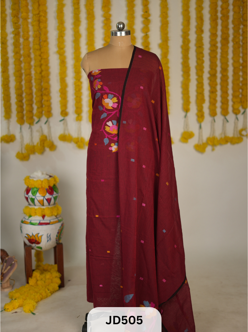 COTTON JAMDHANI TOP WITH DUPATTA