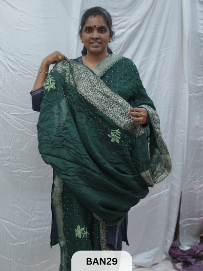 PURE RAW SILK WITH MEENAKARI BUTTA BANDHINI SAREE