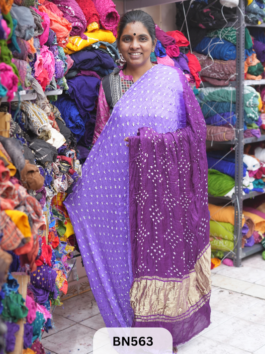 SEMI TISSUE PALLU SHADED BANDHEJ SAREE