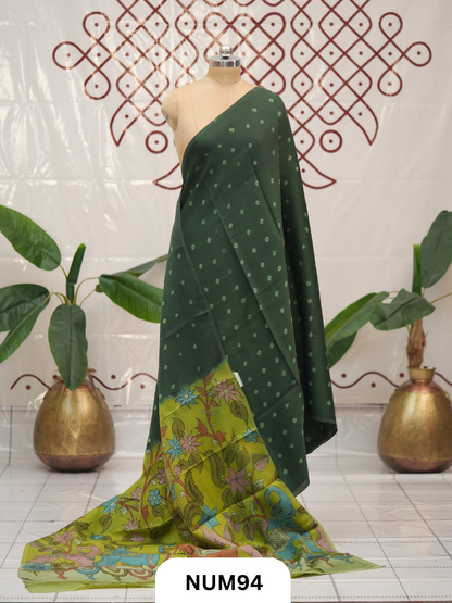 Modal Bandhini With Pure Penkalamkari Pallu And Blouse