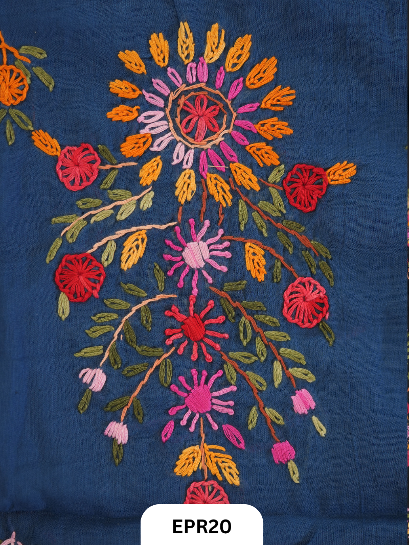Mul Cotton Tie & Die With Bullion Stitch Saree