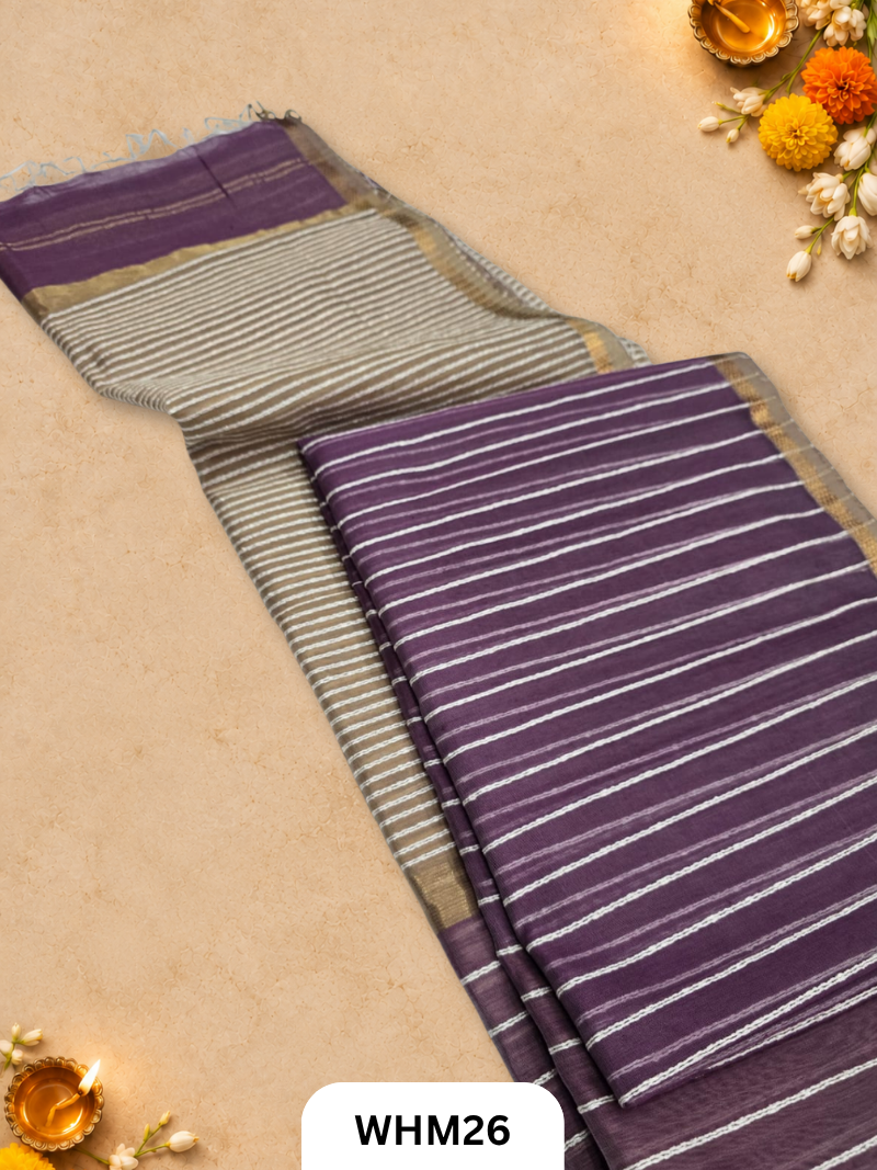 Maheshwari Handloom Jutte Pallu Line Saree