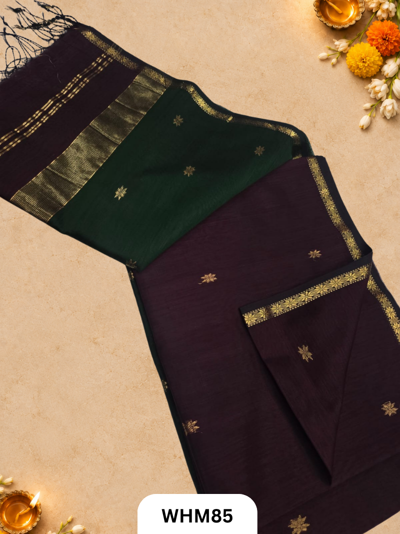Maheshwari Handloom Small Border Butti Saree