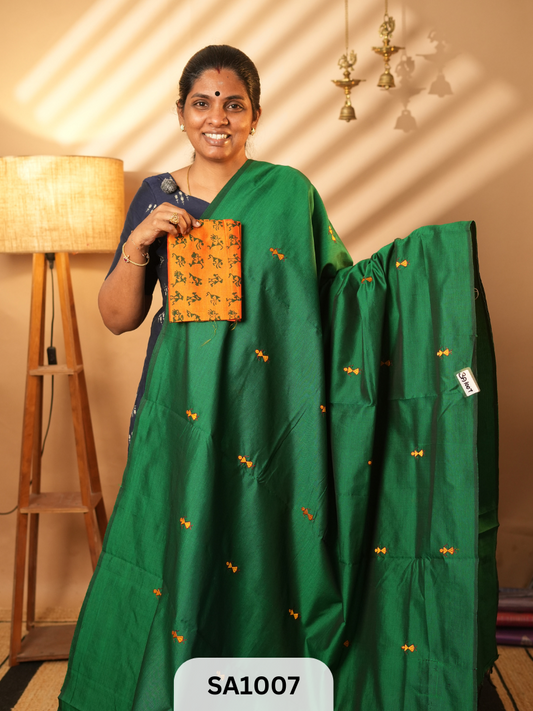 PLAIN EMBROIDERY-PURE HANDLOOM SILK COTTON