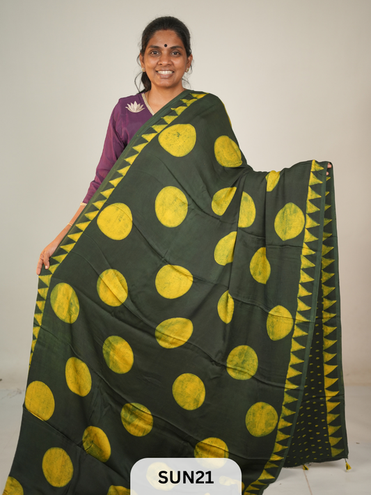 MODAL SILK WITH AJRAKH HANDBLOCK PRINT SAREE