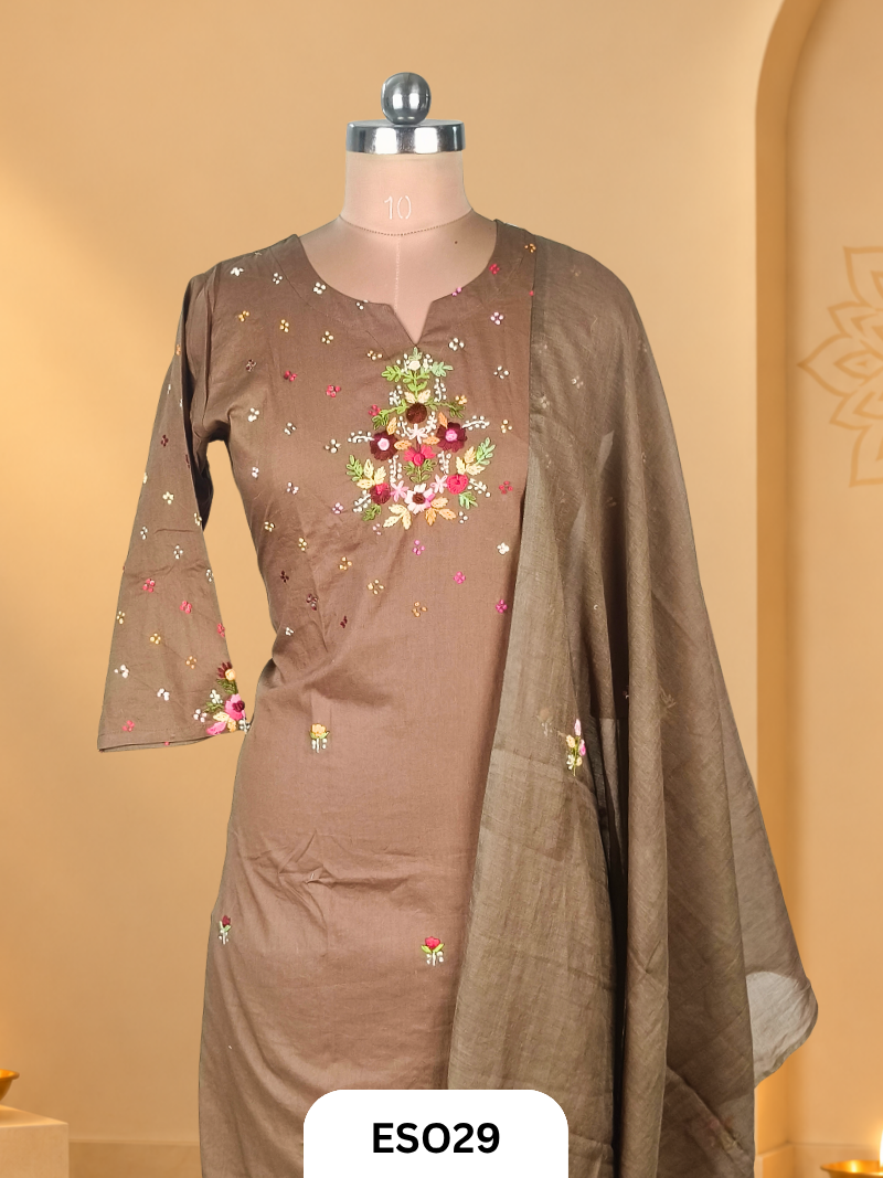 Premium Handloom cotton Embroidery 3 Pcs salwar set