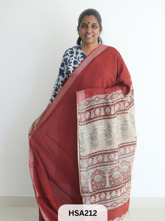 LENIN COTTON HANDBLOCK PRINTED SAREE