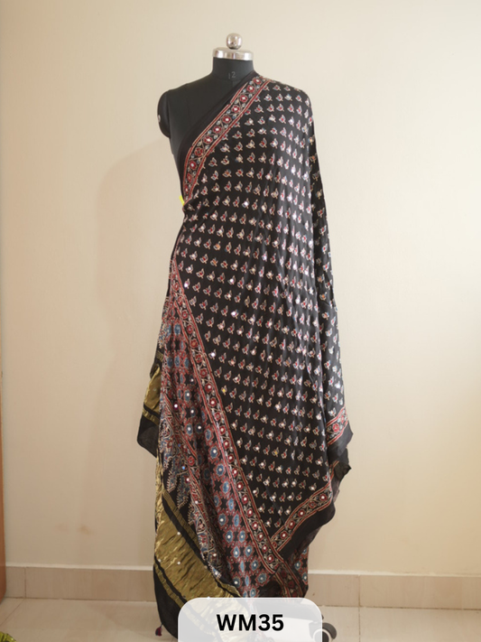 MODAL SILK WITH GLUED MIRROR LAGDI PATTA DUPPATTA