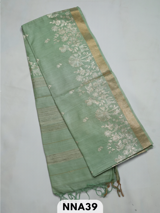 Pure tussar silk with pitta work embroidery saree