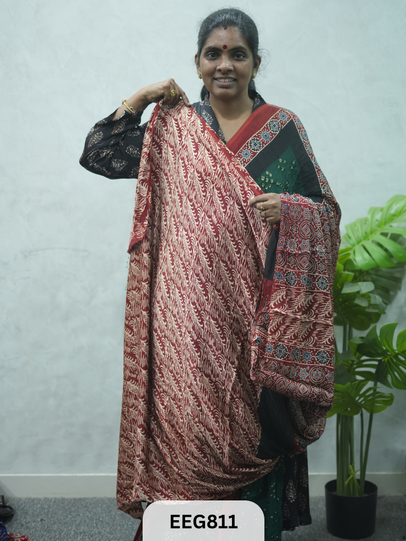 MODAL AJRAKH BANDHEJ SAREE