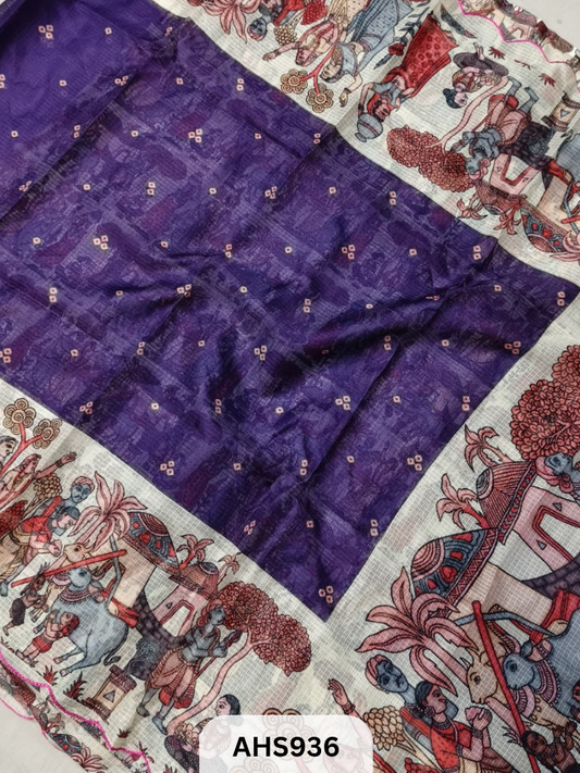 Soft Silk Kota Digital Print Saree With Blouse