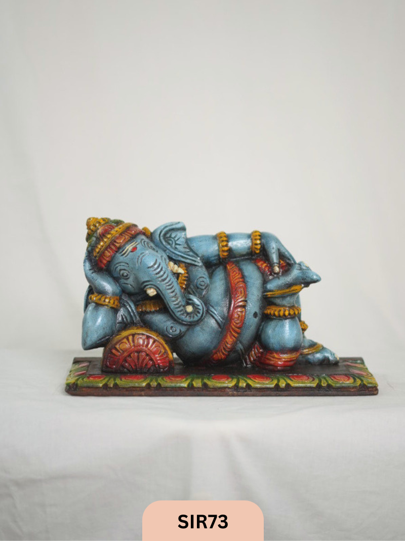 WOODEN SLEEPING GANESH - Height 9" INCH, WIDTH 16"INCH
