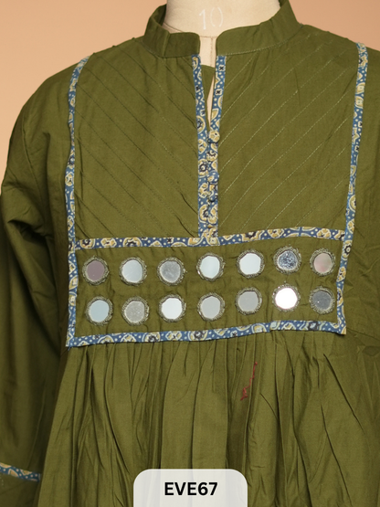 COTTON KURTI WITH MIRROR WORK