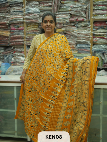 PURE MODAL AJRAKH PIGMENTED SCREENPRINT SAREE