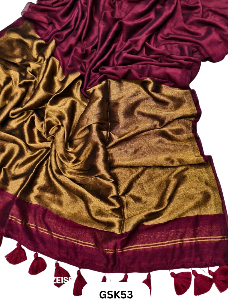 Plain Modal Tissue Saree With Blouse piece