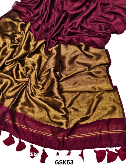 Plain Modal Tissue Saree With Blouse piece